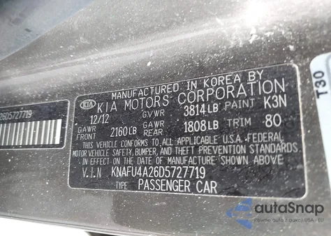 2013 Kia Forte Ex z USA, uszkodzony, nr VIN KNAFU4A26D5727719